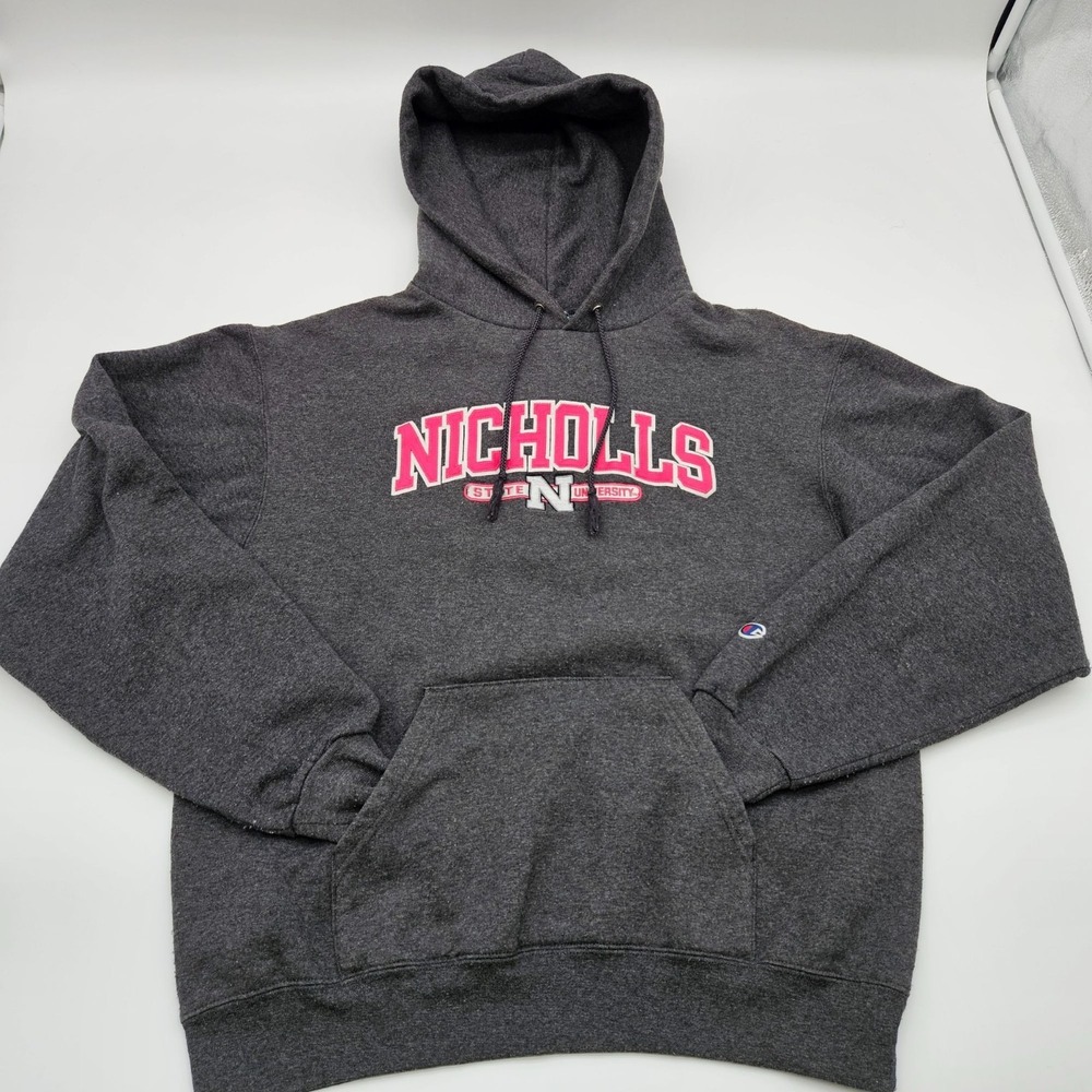 Champion Nicholls‎ State University Hoodie M Champion Eco Fleece Kangaroo Pocket